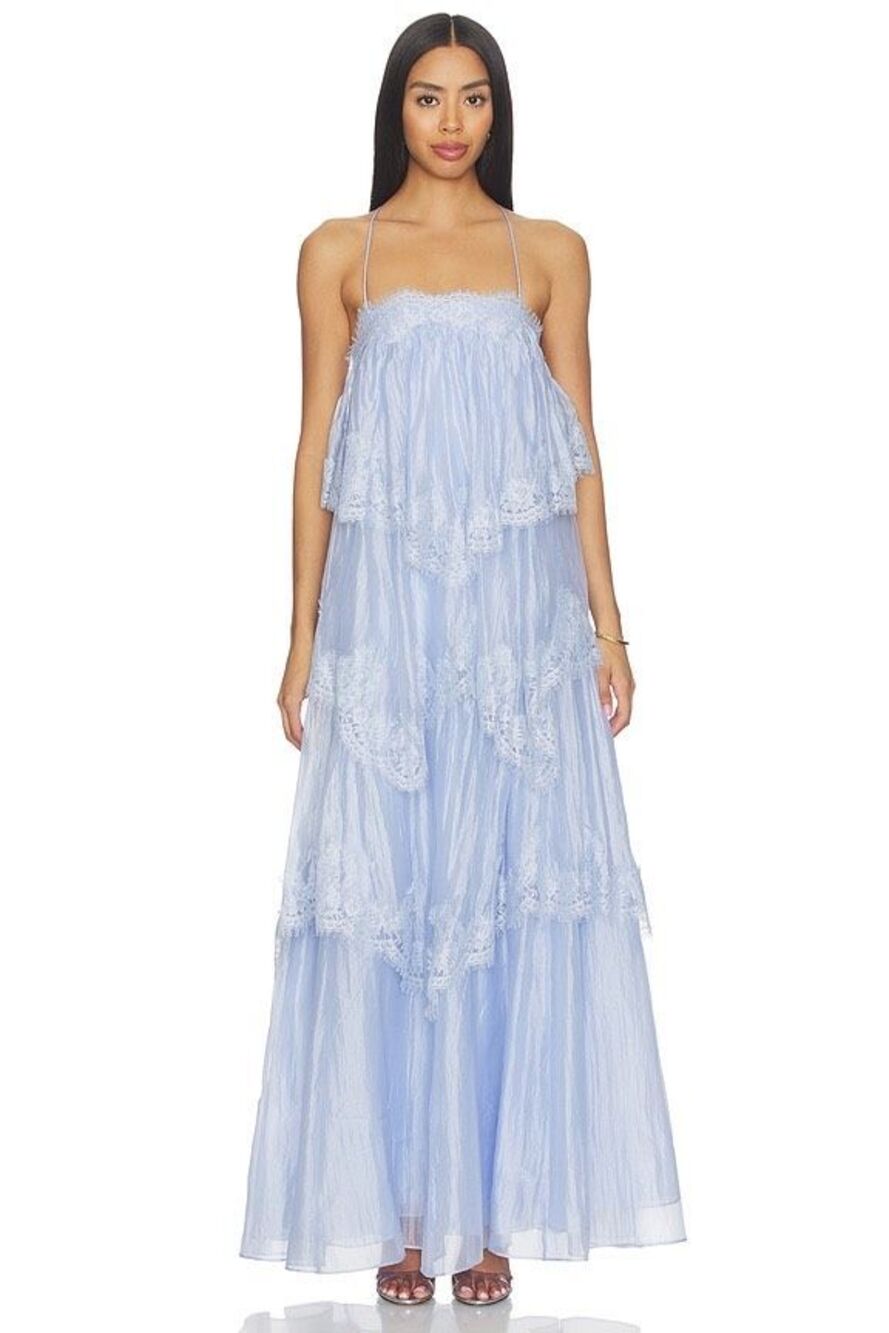 AJE Ophelia Lace Gown in French Blue Size AU 8 / US 4 $769